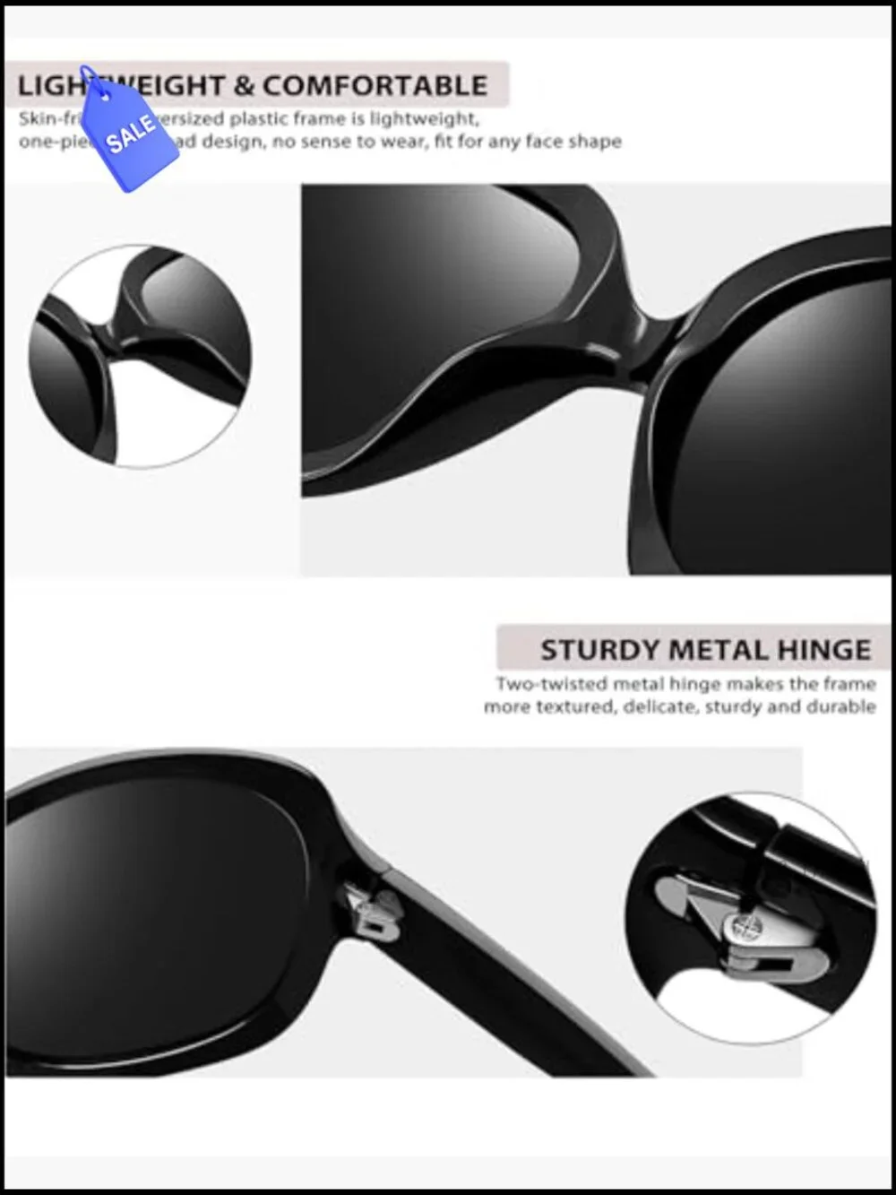 Oversized Butterfly Polarized Sunglasses Women UV400 Driving Shades